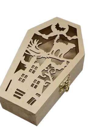Réduction Cercueil ciselé en bois 18 x 10,5 x 5 cm – Support à personnaliser