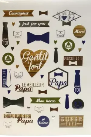 Stickers "Papa" argentés – 41 pièces pour créations DIY Achat Immédiat