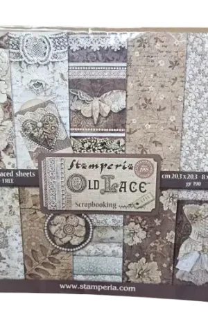 10 feuilles de papier scrapbooking "Old Lace" – Stamperia – 20,3 x 20,3 cm Livraison Express