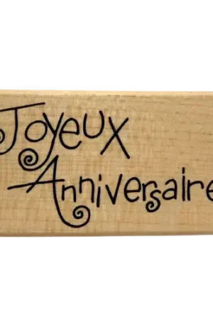 Tampon Bois « Joyeux Anniversaire » ARTEMIO – 6,5 x 3,5 cm Retour Gratuit