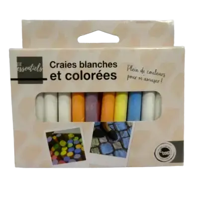 Achat Immédiat Lot de 24 craies – 12 blanches + 12 couleurs assorties, 8 cm