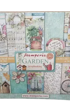 Pas Cher 10 feuilles de papier scrapbooking double face "Garden" – Stamperia – 20,3 x 20,3 cm