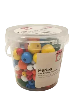 Seau de Perles en Bois Multicolores – 385 pièces Petit Prix