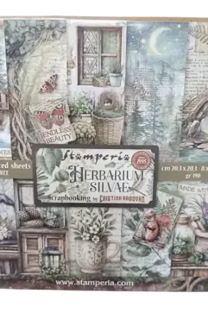 10 feuilles de papier scrapbooking "Herbarium Silvae" – Stamperia – 20,3 x 20,3 cm Commande En Gros