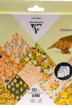 Nouvelle Collection Papiers Origami Printaniers CLAIREFONTAINE – Lot 60 Feuilles