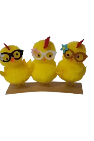 Bon Marché 3 Poussins Pompons en Feutrine 4,5 x 5,5 x 2,5 cm