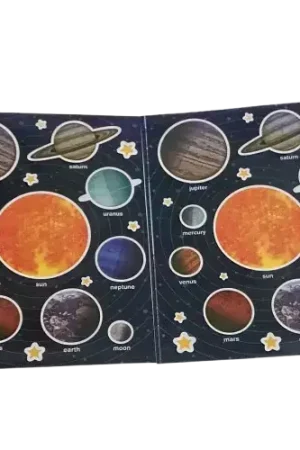 Marque 2 planches de gommettes thème système solaire APLI