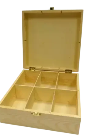 Boîte à Thé en Bois 6 Compartiments 21 x 21 x 8,5 cm Prix Promo