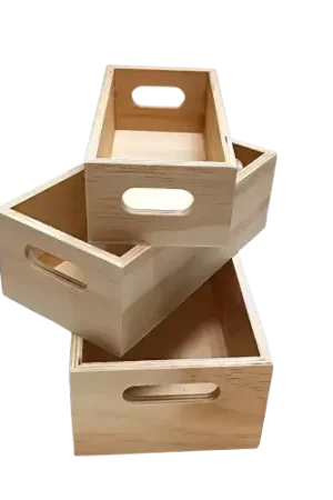Vente Flash 3 caisses en bois – 21,5 x 7,5 x 12 cm / 19 x 6,5 x 10 cm / 16 x 5 x 8 cm