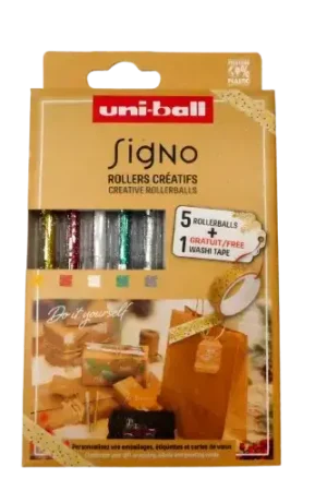 Kit Stylos Gel x5 + 1 Washi Tape Noël – SIGNO UNI-BALL Promotion