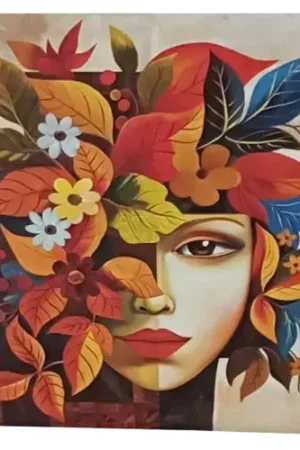 Prix Bas Peinture par numéros figure d’art toile roulée "Visage floral d’automne" 40 x 50 cm