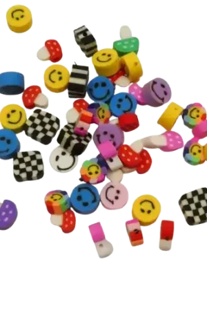 Vente Directe Perles en pâte polymère – 60 perles motifs assortis