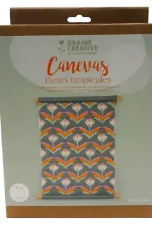 Super Prix Kit canevas "Fleurs tropicales" GRAINE CREATIVE 26 x 32 cm