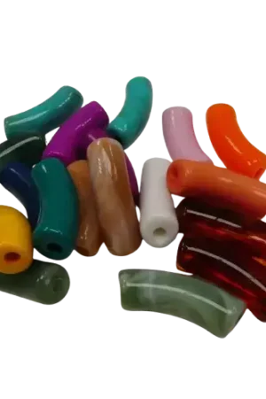 Expédition Rapide Lot de 18 Perles Tubes Colorées 3,5 x 1,1 cm