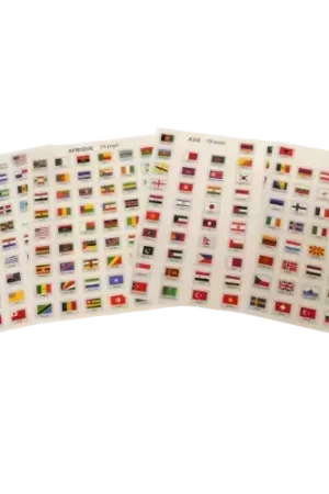 Commande En Gros 4 Planches de Gommettes Drapeaux – 214 pièces