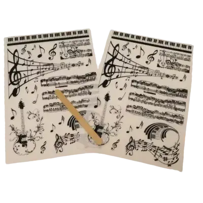 Transferts à Sec Noir et Blanc Musique – 15 x 23 cm, 2 feuilles Retour Gratuit