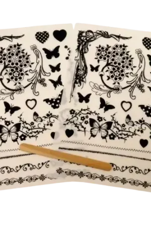 Expédié Aujourd'hui Décalcomanies Noir et Blanc Papillons – 15 x 23 cm, 2 feuilles