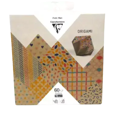 Authentique Feuilles Origami Krafty Color CLAIREFONTAINE – 15 x 15 cm x60
