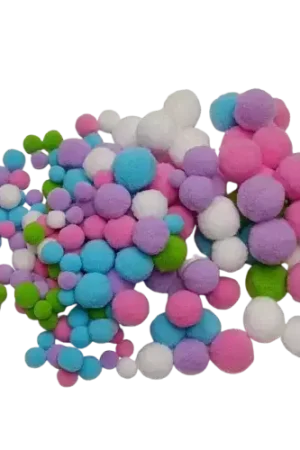 Lot de pompons coloris pastels x200 – Tailles 10 à 25 mm pour DIY, couture et loisirs créatifs Achat Immédiat