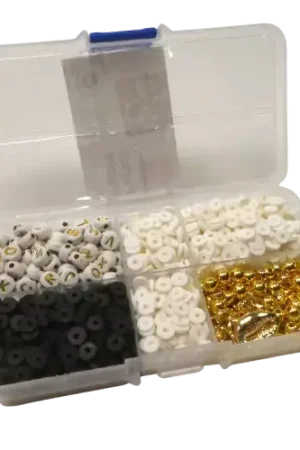 Lot de 1000 Perles Heishi Noir & Blanc avec Alphabet et Coquillages Réduction