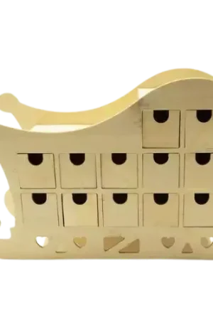 Certifié Calendrier de l’Avent Traîneau en Bois – 37,5 x 25 x 17 cm