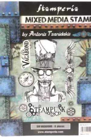 Nouvelle Collection Tampons Caoutchouc Sir Vagabond Steampunk – STAMPERIA x8