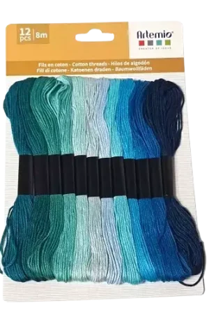 Dernier Modèle Écheveaux Artemio Bleu/turquoise – Lot de 12 fils colorés 8 m