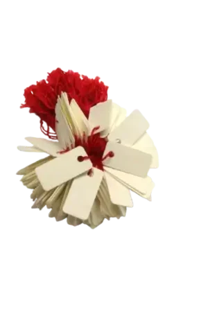 Offre Spéciale Lot de 50 étiquettes blanches avec ficelle rouge – 17 x 8 mm