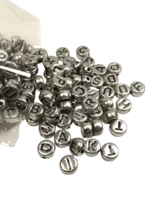 Nouvelle Collection Perles alphabet rondes argentées – 3 mm, lot 40 g