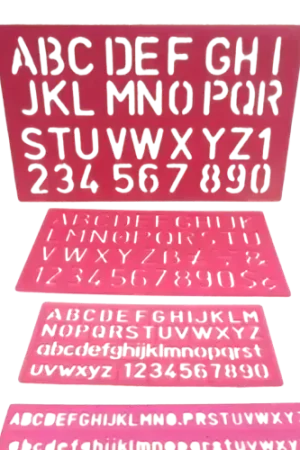 Marque Lot de 4 pochoirs alphabet RICO Design – lettres 0,8 à 2,9 cm