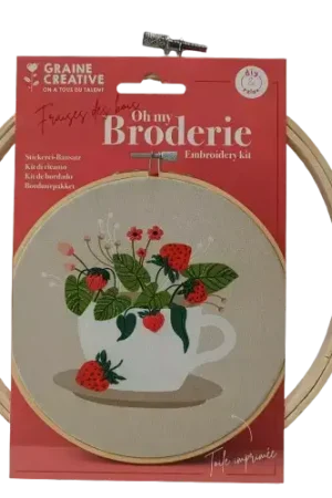 Kit Broderie "Fraise des Bois" GRAINE CRÉATIVE – Tambour 20 cm Vente Flash