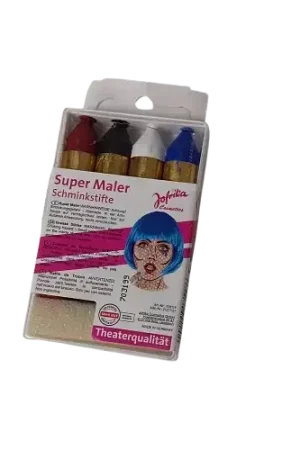 Boîte 4 Crayons de Maquillage Jofrika – Rouge, Noir, Blanc et Bleu Nouvelle Collection