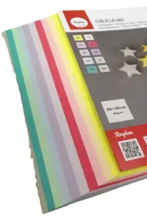 Haute Qualité Lot de 100 feuilles de papier origami RAYHER – 20 x 20 cm, coloris pastels