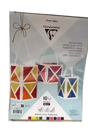 Papier Vitrail Clairefontaine – Lot de 10 Feuilles, 20×30 cm, 40 g/m² Nouveauté