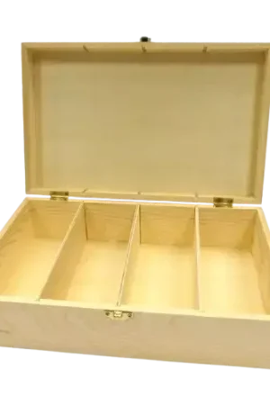 Certifié Boîte à 4 compartiments en bois – 31 x 19,5 x 9 cm