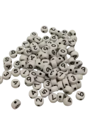 Perles rondes chiffres noirs et blancs 7 mm ARTEMIO – x300 Offre Du Jour