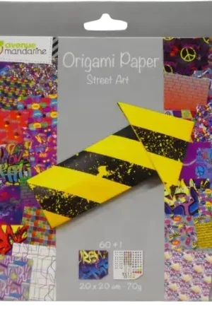 Papier Origami Street Art 20 x 20 cm – 60 Feuilles Avenue Mandarine Meilleure Vente