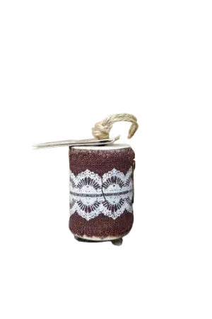 Ruban Stamperia en tissu marron imprimé dentelle – 4 cm x 0,90 m Offre Spéciale