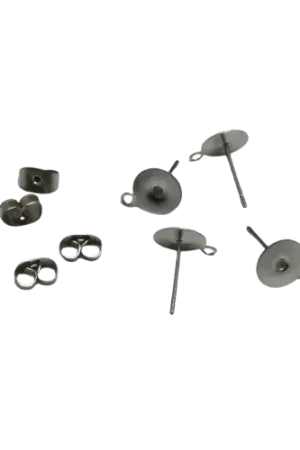 Authentique Boucles d’Oreilles Clou et Plateau 8 mm en Acier Inoxydable – x4