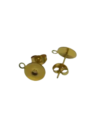 Supports Boucles d'oreilles Clous 8 mm en Acier Inoxydable Doré Soldes