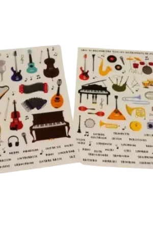 117 Autocollants Thème Musique – Stickers 0,6 à 7,4 cm Prix Promo