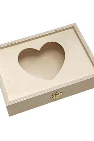 Boîte fenêtre cœur en bois – 17 x 4,5 x 12 cm Authentique