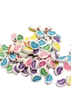 Perles LOVE – divers coloris – 1,2 x 0,9 x 0,4 cm – 40 g environ Nouvelle Collection