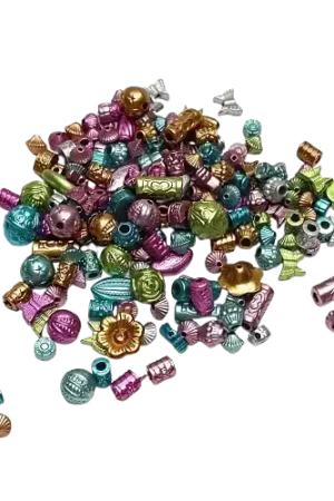 Offre Exclusive Perles en acrylique métallisées multicolores – tailles et formes assorties – 40 g environ