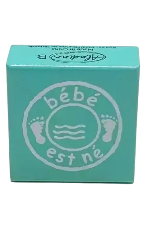 Dernier Modèle Tampon bois “Bébé est né” – 35 x 35 mm pour scrapbooking et DIY