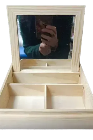 Soldes Coffret bijoux avec miroir en bois – 22 x 5 x 20 cm