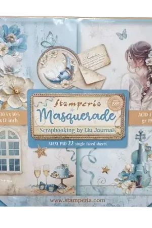 Offre Du Jour 22 feuilles de papiers scrapbooking imprimés double face Stamperia "Masquerade" 30,5 x 30,5 cm 190g