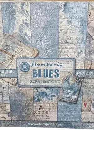 Haute Qualité Papiers scrapbooking Stamperia "Blues" 30,5 x 30,5 cm