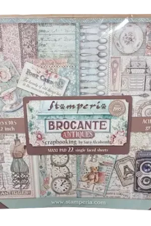 Papiers scrapbooking Stamperia "Brocante Antiques" 30,5 x 30,5 cm Vente Directe