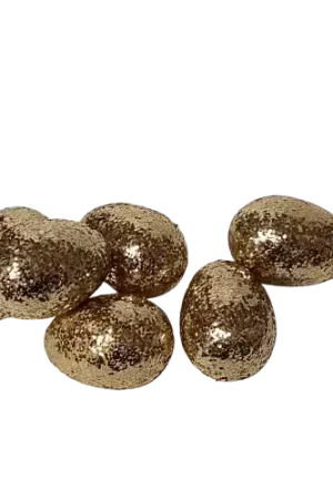 Soldes Œufs pailletés en polystyrène x6 – 4,2 x 6 cm